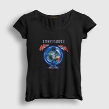 Presmono Kadın Siyah Slaves and Masters Deep Purple T-Shirt