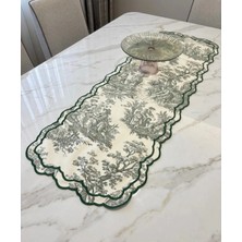 Denef Home Toile De Jouy - Vintage Runner Yeşil - 40X120 cm 1 Adet