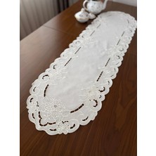 Denef Home Oval Antika - Runner Delik Işi Krem - 33X120 cm 1 Adet