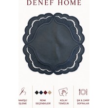 Denef Home Siena - Deri Delik Işi Amerikan Servis Lacivert - 39X39 cm 1 Adet