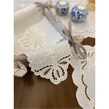 Denef Home Kelebek - Ekmeklik Örtüsü Delik Işi Krem - 58X58 cm 1 Adet
