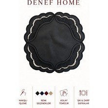 Denef Home Siena - Deri Delik Işi Amerikan Servis Siyah - 39X39 cm 1 Adet