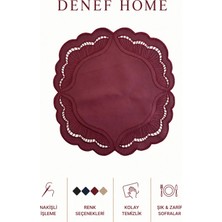 Denef Home Siena - Deri Delik Işi Amerikan Servis Bordo - 39X39 cm 1 Adet