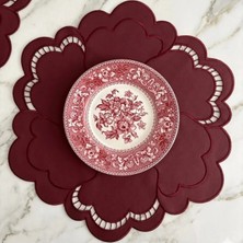 Denef Home Milano - Deri Delik Işi Amerikan Servis Bordo - 40X40 cm 1 Adet