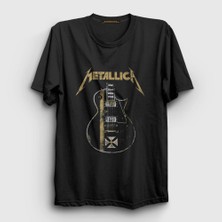 Presmono Unisex Siyah Guitar Metallica T-Shirt
