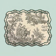 Denef Home Toile De Jouy - Amerikan Servis Yeşil - 35X45 cm 1 Adet