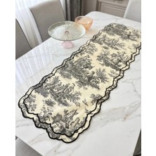 Denef Home Toile De Jouy - Vintage Runner Siyah - 40X120 cm 1 Adet