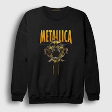 Presmono Unisex Siyah Skull Metallica Sweatshirt