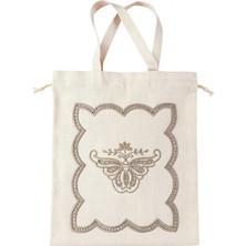 Denef Home Kelebek - Çok Amaçlı Çanta Delik Işi Bej - 30X35 cm 1 Adet