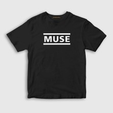 Presmono Unisex Çocuk Siyah Logo Muse T-Shirt