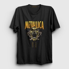 Presmono Unisex Siyah Skull Metallica T-Shirt