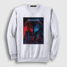 Presmono Unisex Beyaz Wolf Metallica Sweatshirt