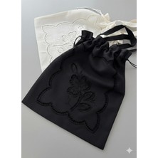 Denef Home Zambak - Çok Amaçlı Çanta Delik Işi Siyah - 30X35 cm 1 Adet