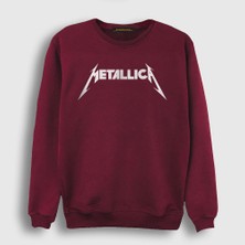 Presmono Unisex Bordo Logo Metallica Sweatshirt