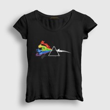 Presmono Kadın Siyah Rabbits Pink Floyd T-Shirt