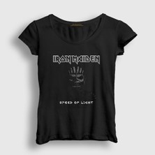 Presmono Kadın Siyah Light Iron Maiden T-Shirt