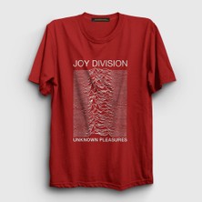 Presmono Unisex Kırmızı Unknown Pleasures Joy Division T-Shirt