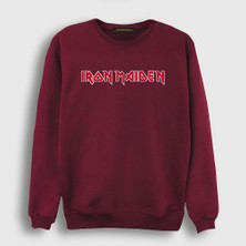 Presmono Unisex Bordo Logo Iron Maiden Sweatshirt