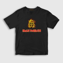 Presmono Unisex Çocuk Siyah Iron Maiden T-Shirt