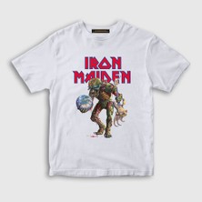 Presmono Unisex Çocuk Beyaz World Iron Maiden T-Shirt