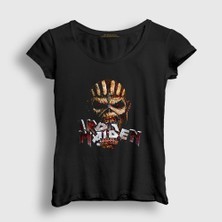 Presmono Kadın Siyah Bite Iron Maiden T-Shirt