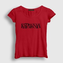 Presmono Kadın Kırmızı Logo Katatonia T-Shirt