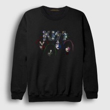 Presmono Unisex Siyah Sparkle Kiss Sweatshirt