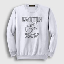 Presmono Unisex Beyaz Logo Led Zeppelin Sweatshirt
