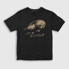 Presmono Unisex Çocuk Siyah Airship Led Zeppelin T-Shirt