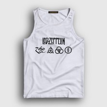 Presmono Unisex Beyaz Symbols Led Zeppelin Atlet