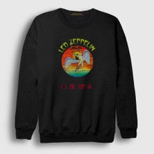 Presmono Unisex Siyah Swan Led Zeppelin Sweatshirt
