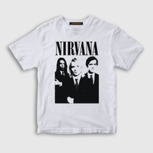 Presmono Unisex Çocuk Beyaz Band Nirvana T-Shirt