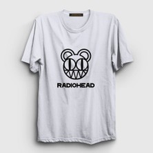 Presmono Unisex Beyaz Bear Logo Radiohead T-Shirt