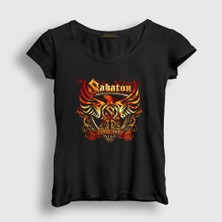 Presmono Kadın Siyah Arms Sabaton T-Shirt