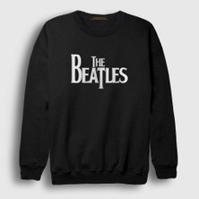 Presmono Unisex Siyah Logo The Beatles Sweatshirt