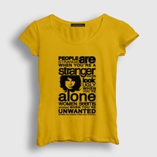Presmono Kadın Sarı Stranger The Doors T-Shirt