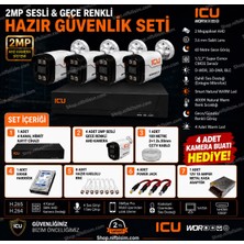 Nif Bilişim Xmeye Icu 2mp 4 Kameralı Dış Ortam Sesli ve Gece Renkli Ahd Kamera Seti 500GB Disk