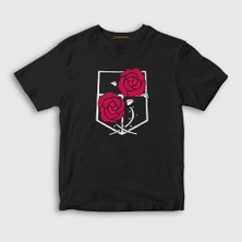 Presmono Unisex Çocuk Siyah Garrison Anime Attack On Titan T-Shirt