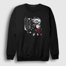 Presmono Unisex Siyah Mikasa Anime Attack On Titan Sweatshirt