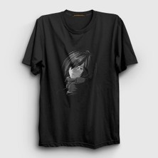 Presmono Unisex Siyah Mikasa V2 Anime Attack On Titan T-Shirt