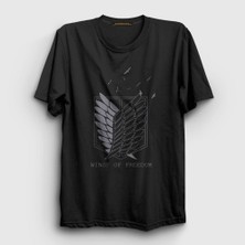 Presmono Unisex Siyah Survey Anime Attack On Titan T-Shirt