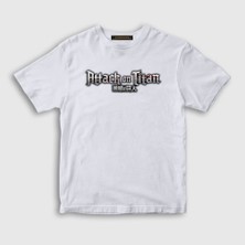 Presmono Unisex Çocuk Beyaz Logo Anime Attack On Titan T-Shirt