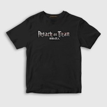 Presmono Unisex Çocuk Siyah Logo Anime Attack On Titan T-Shirt