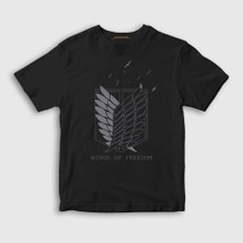 Presmono Unisex Çocuk Siyah Survey Anime Attack On Titan T-Shirt