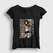 Presmono Kadın Siyah Mikasa Fan Anime Attack On Titan T-Shirt