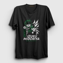 Presmono Unisex Siyah Izuku Anime Boku No Hero Academia T-Shirt