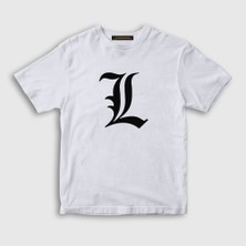 Presmono Unisex Çocuk Beyaz Logo L Anime Death Note T-Shirt