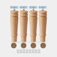 Ozka Concept Bohem 20 cm Doğal Ahşap Ayak 4 Adet Set Boyasız Silindir Mobilya Koltuk Kanepe Ayağı Aparat Dahil