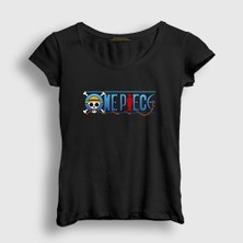 Presmono Kadın Siyah Anime One Piece T-Shirt