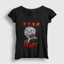 Presmono Kadın Siyah Ken Kaneki Anime Tokyo Ghoul T-Shirt